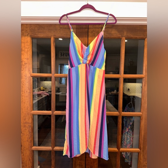EUC Blu‎ Pepper Size Small High Low Colorful Striped Dress - Picture 1 of 11